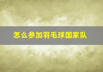 怎么参加羽毛球国家队