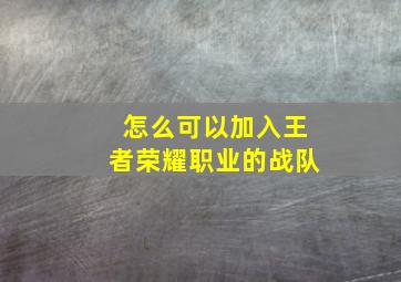 怎么可以加入王者荣耀职业的战队