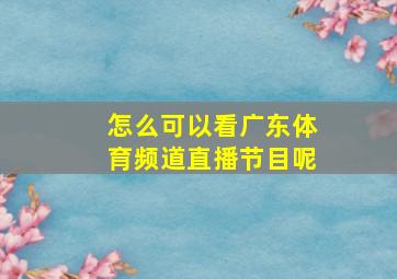 怎么可以看广东体育频道直播节目呢