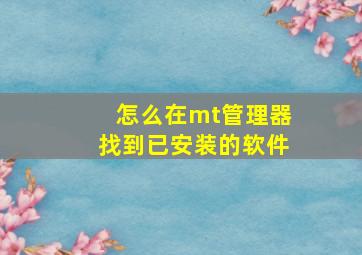 怎么在mt管理器找到已安装的软件