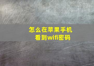 怎么在苹果手机看到wifi密码