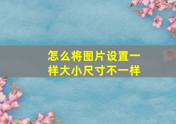 怎么将图片设置一样大小尺寸不一样