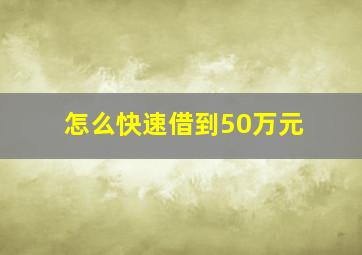 怎么快速借到50万元