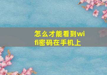 怎么才能看到wifi密码在手机上