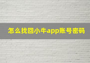 怎么找回小牛app账号密码