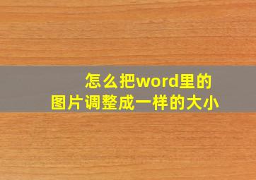 怎么把word里的图片调整成一样的大小