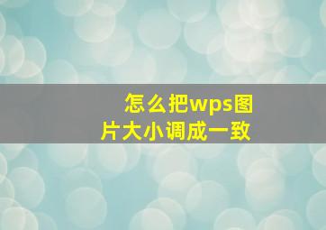 怎么把wps图片大小调成一致