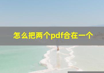 怎么把两个pdf合在一个