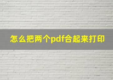 怎么把两个pdf合起来打印