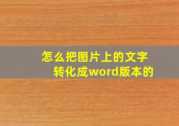 怎么把图片上的文字转化成word版本的