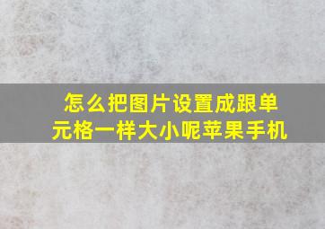 怎么把图片设置成跟单元格一样大小呢苹果手机