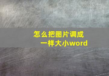 怎么把图片调成一样大小word