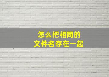 怎么把相同的文件名存在一起