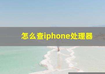 怎么查iphone处理器