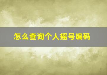 怎么查询个人摇号编码