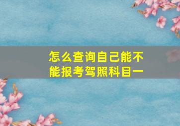 怎么查询自己能不能报考驾照科目一