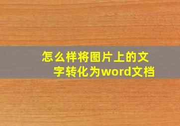 怎么样将图片上的文字转化为word文档