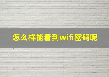 怎么样能看到wifi密码呢