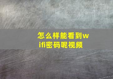 怎么样能看到wifi密码呢视频