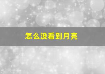 怎么没看到月亮