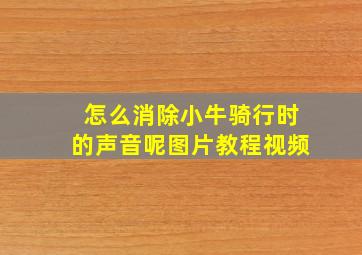 怎么消除小牛骑行时的声音呢图片教程视频