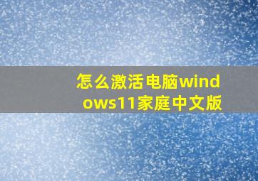 怎么激活电脑windows11家庭中文版