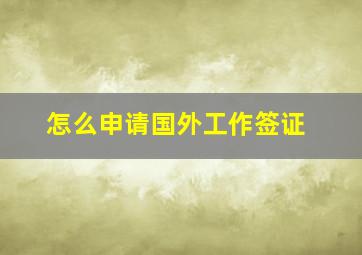 怎么申请国外工作签证