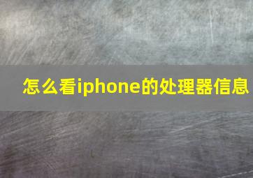 怎么看iphone的处理器信息