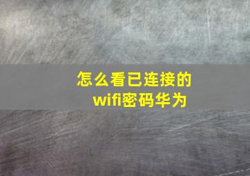 怎么看已连接的wifi密码华为