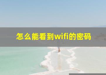 怎么能看到wifi的密码