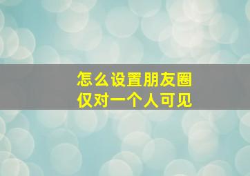 怎么设置朋友圈仅对一个人可见