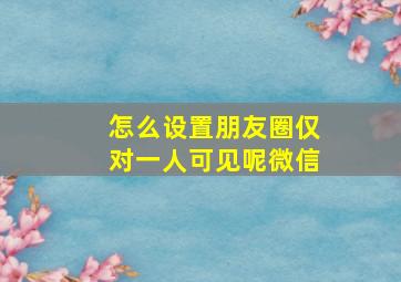 怎么设置朋友圈仅对一人可见呢微信