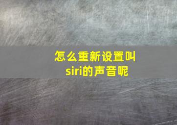 怎么重新设置叫siri的声音呢