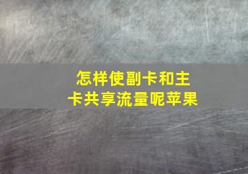 怎样使副卡和主卡共享流量呢苹果