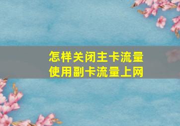 怎样关闭主卡流量使用副卡流量上网