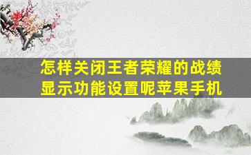 怎样关闭王者荣耀的战绩显示功能设置呢苹果手机