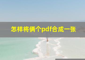 怎样将俩个pdf合成一张