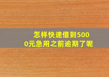 怎样快速借到5000元急用之前逾期了呢