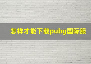 怎样才能下载pubg国际服