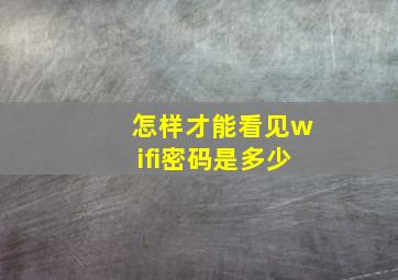 怎样才能看见wifi密码是多少