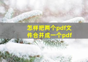 怎样把两个pdf文件合并成一个pdf