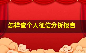 怎样查个人征信分析报告