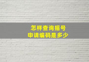 怎样查询摇号申请编码是多少