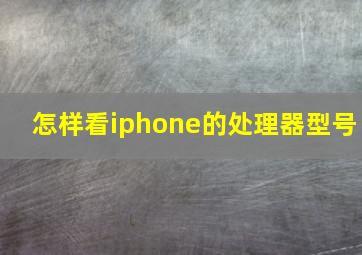 怎样看iphone的处理器型号