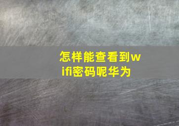 怎样能查看到wifi密码呢华为