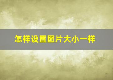 怎样设置图片大小一样