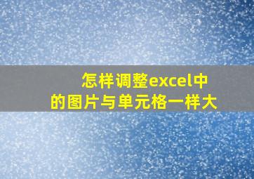 怎样调整excel中的图片与单元格一样大