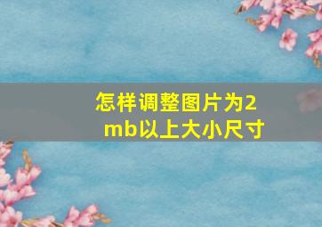 怎样调整图片为2mb以上大小尺寸