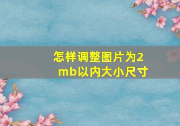 怎样调整图片为2mb以内大小尺寸