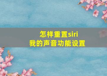 怎样重置siri我的声音功能设置